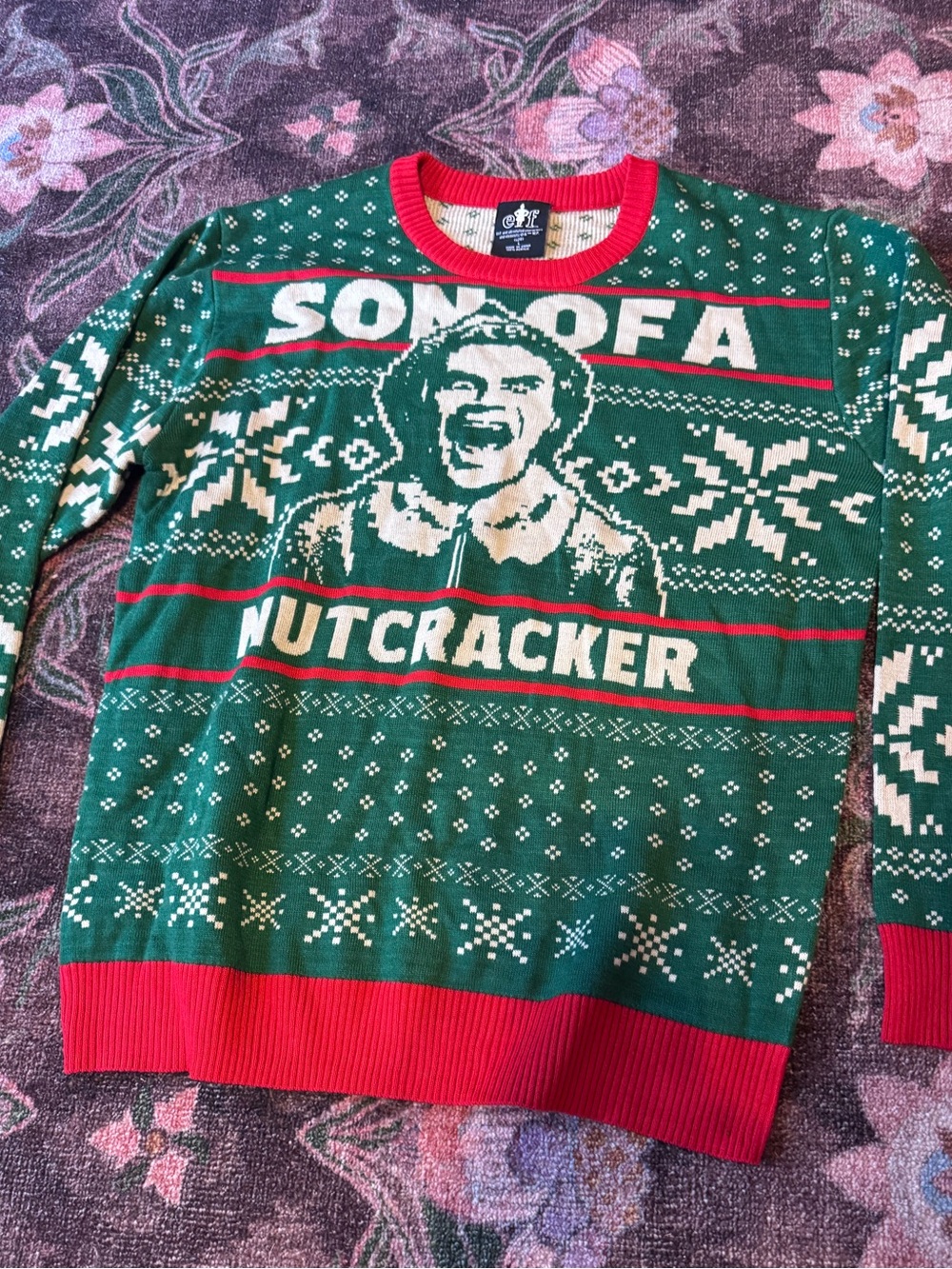 ELF The Movie Adult 'Son of a Nutcracker' Graphic Crewneck Christmas Sweater - L